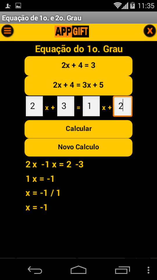 Equação 1º e 2º Grau(s/ prop.) Screen 3