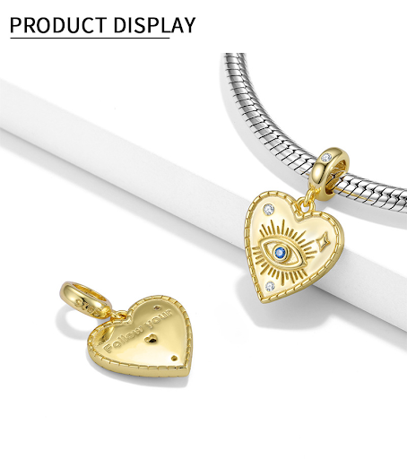 Title 5, Heart Shape S925 Sterling Silver Gold-plated Pe...