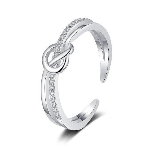 Title 1, Womens Single-Row Diamond Knotted Ring, Everyd...