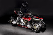 When it's not airborne the Moto Volante transforms into a four-wheeled motorcycle.
