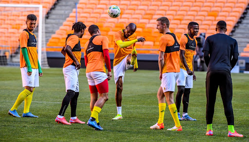 Bafana Bafana players during their training session at FNB Stadium in preparation for the World Cup qualifier against Ethiopia.