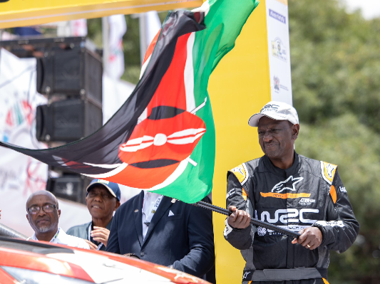 President WIlliam Ruto officially flagging off of WRC Safari Rally Kenya at KICC, Nairobi on March 28, 2024