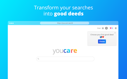 YouCare charitable search engine and homepage