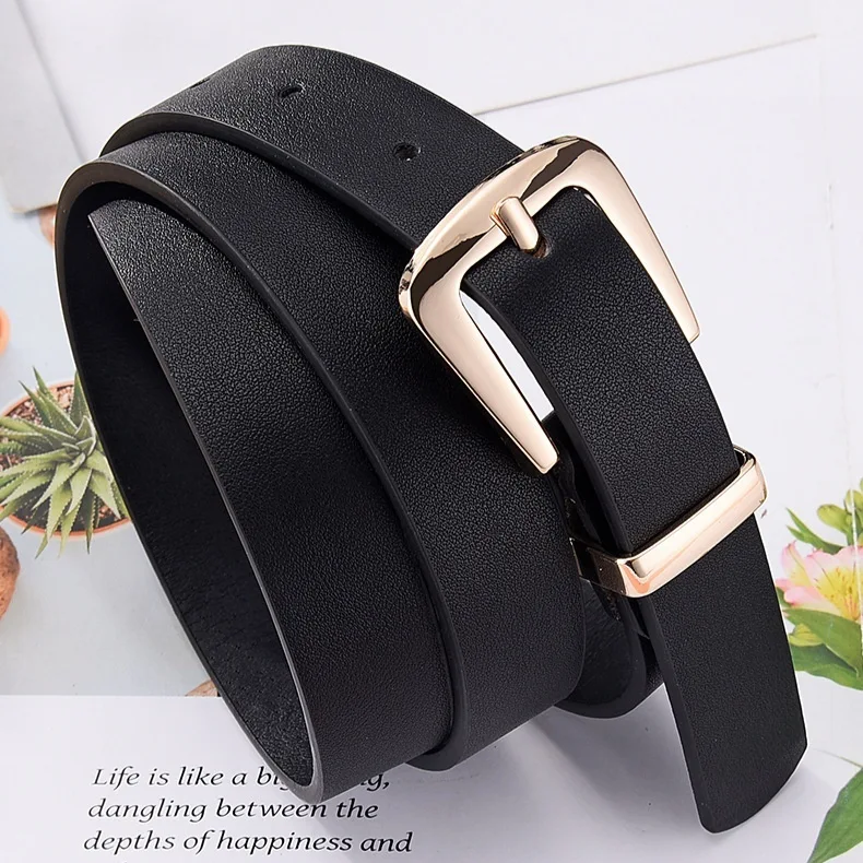 Ceinture simple pour femme, couleur bonbon, décoration élégante, boucle dorée, tendance, tout assorti, parfaite pour les étudiantes.