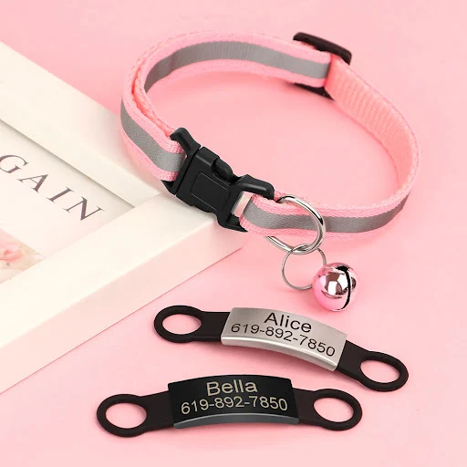 Reflective Cat Collar Engraved Safe Cats Kitten Collars with Bell Puppy Pet Necklace Accessories for Cat Small Dog Chihu