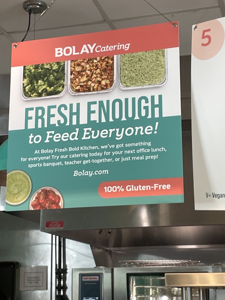 Bolay gluten-free menu