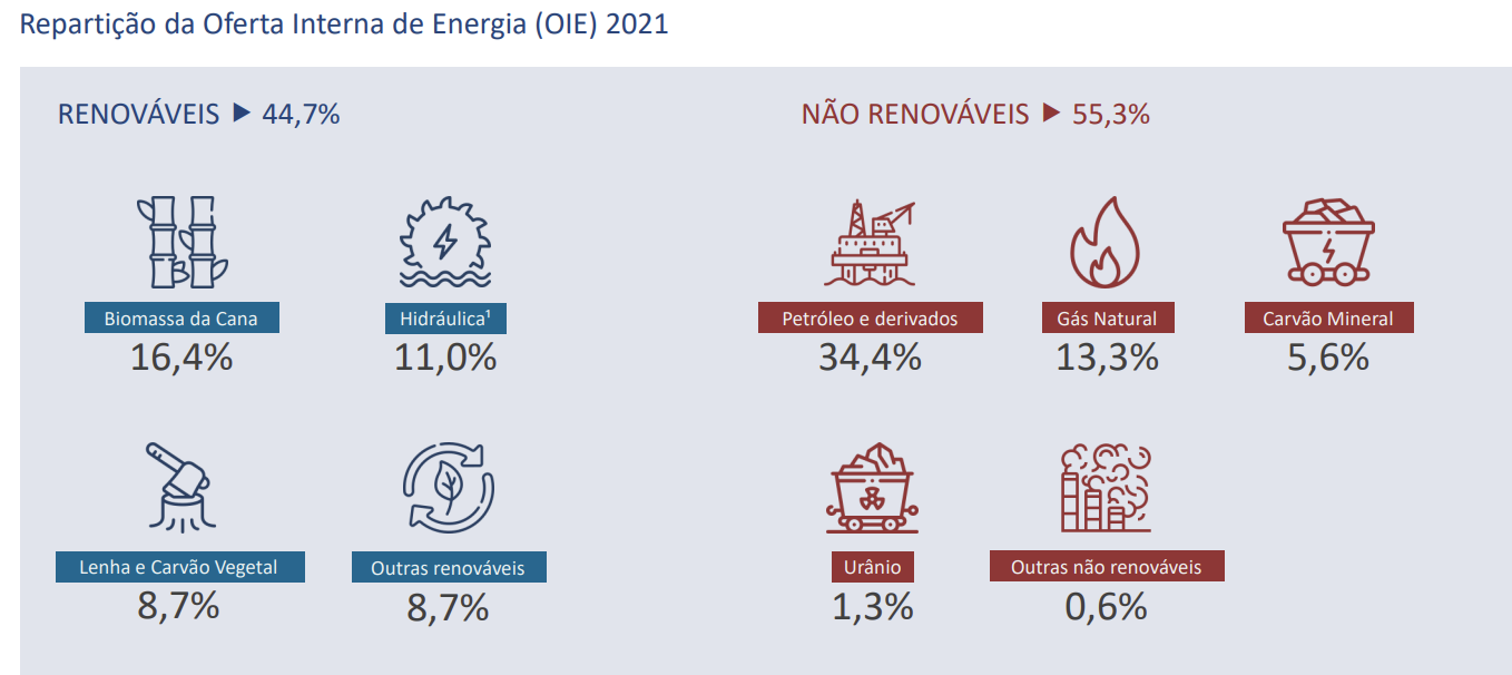 Repartição da Oferta Interna de Energia 2021