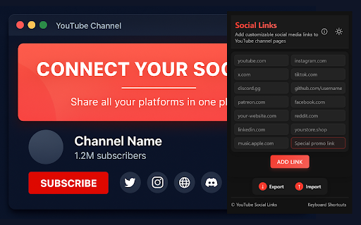 YouTube Social Links Injector