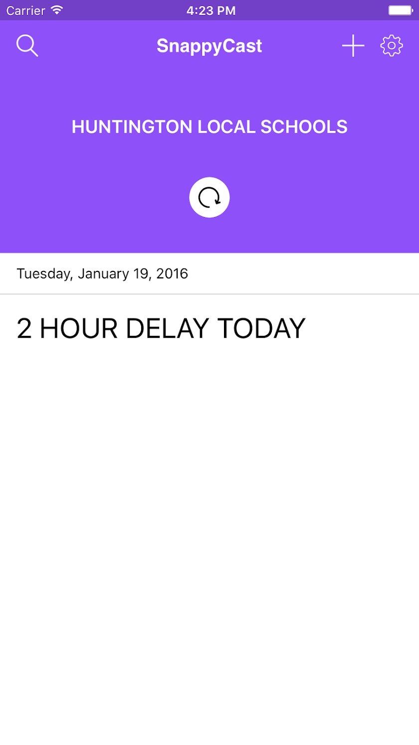 SnappyCast - Closings &amp; Delays Screen 2