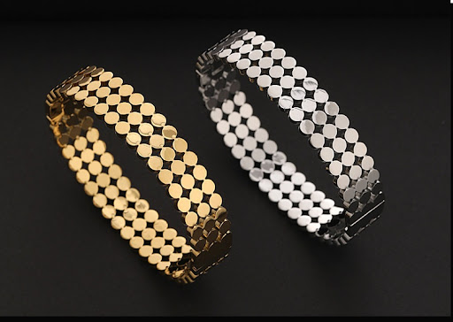 Title 4, Fashion Simple Titanium Steel 18K Gold Plated D...
