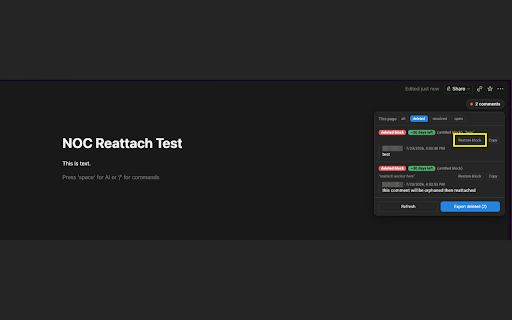 Notion Comment Recovery screenshot 1