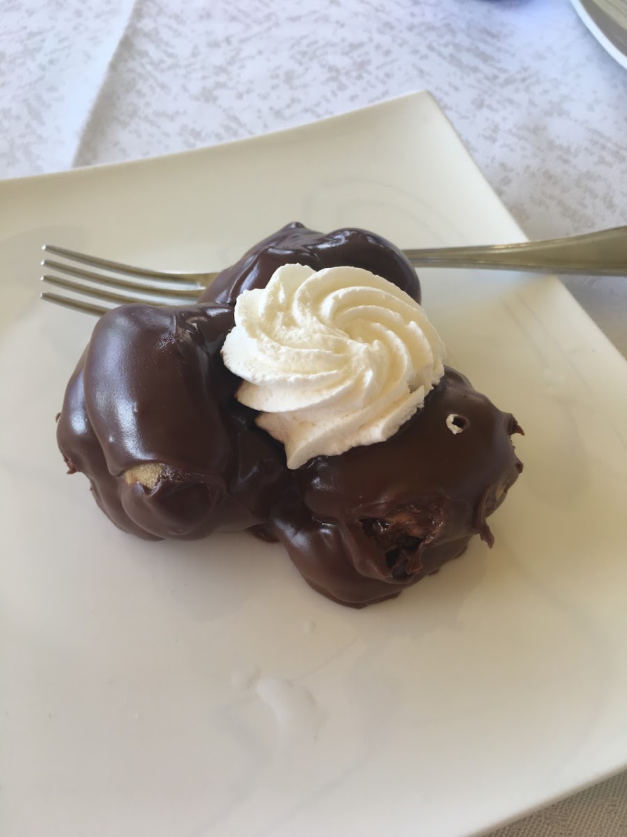 Hazelnut chocolate profiteroles