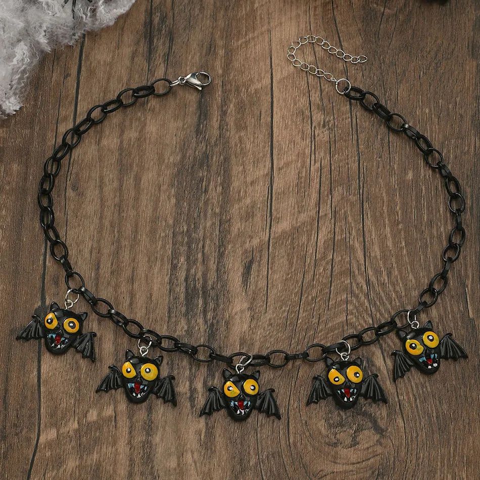 Colar Halloween Corrente Clavícula Feminino Joia Gótica Presente Original Acessório Festa Fantasia Decoração Ideal para o Halloween