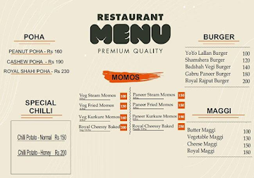 Royal Rajput Restro menu 