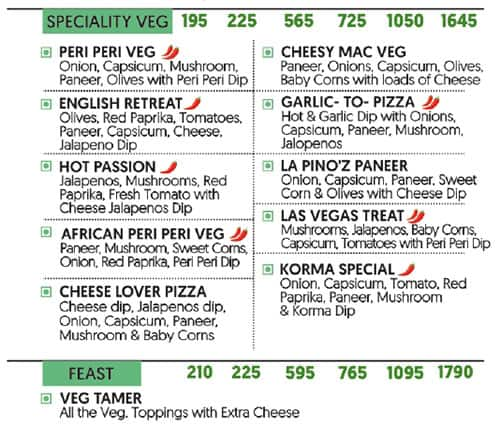 La Pino'z Pizza menu 