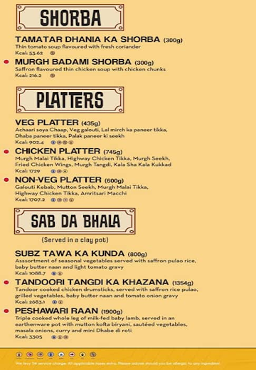 Dhaba - Estd 1986 Delhi menu 