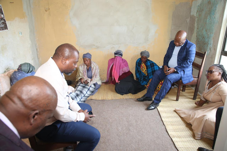 KwaZulu-Natal education MEC Mbali Frazer, right, offers her condolences to families of three matric pupils who died in a car crash after a pens down party