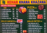 Kehar Confectionery menu 1