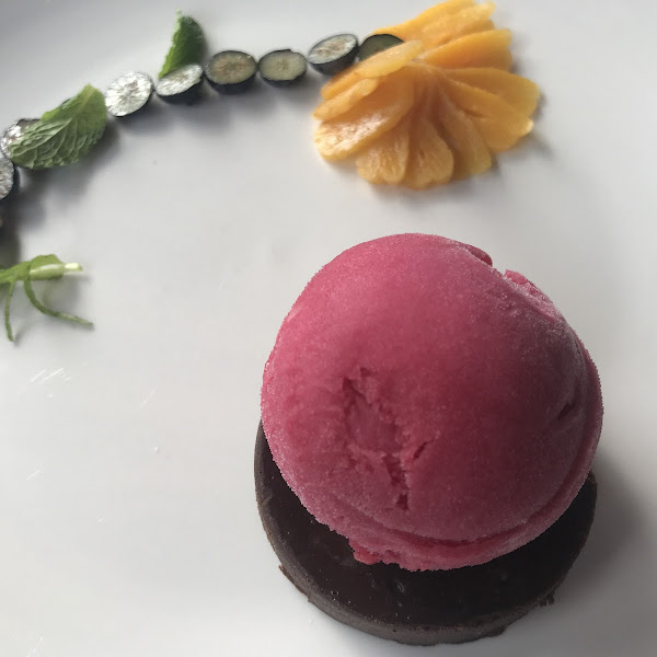 The flourless torte and sorbet was a true  work of Art!