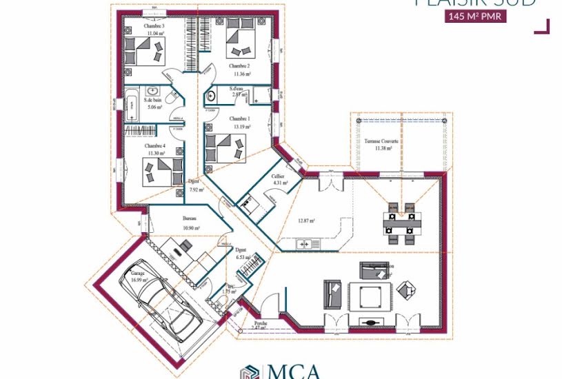  Vente Terrain + Maison - Terrain : 1 450m² - Maison : 146m² à Damazan (47160) 