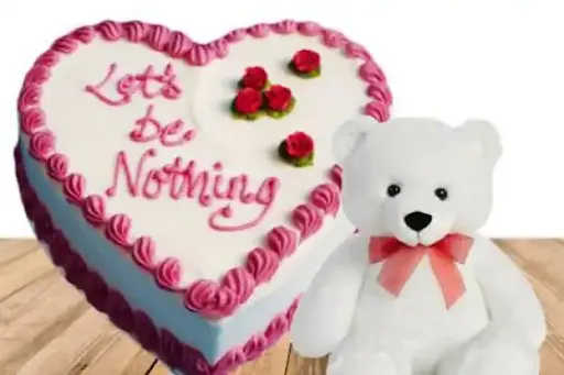 Strawberry Vanilla Cake & 1 Teddy Bear Pink Teddy