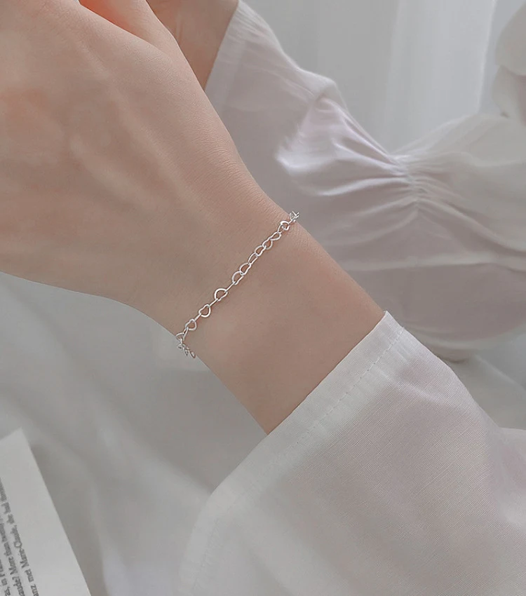 Title 4, S925 Zilveren Hart Armband - Eenvoudig Temperam...