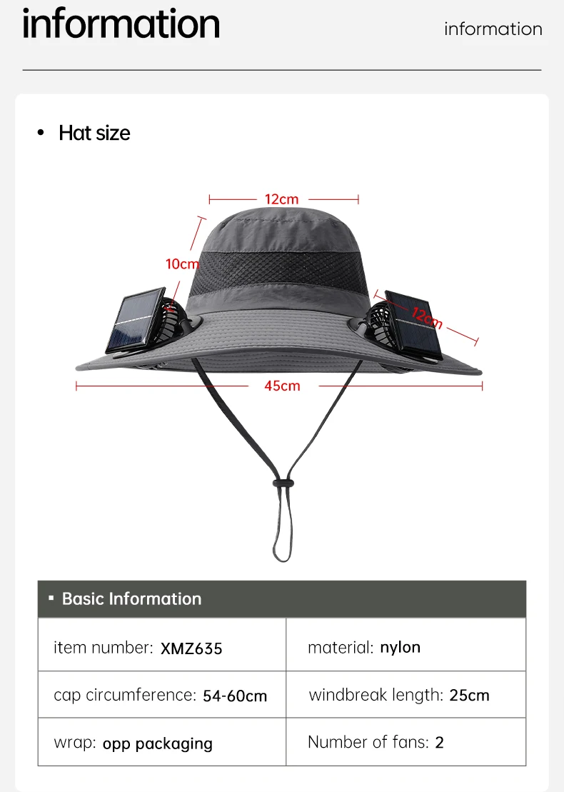 Title 16, Šešir sa solarnim ventilatorom za muškarce, sa ...