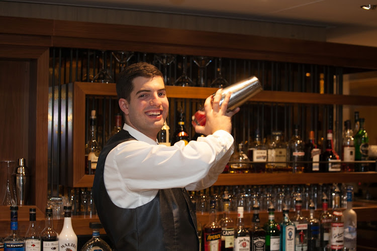 A bartender aboard Viking Star shortly before he showed us a card trick.