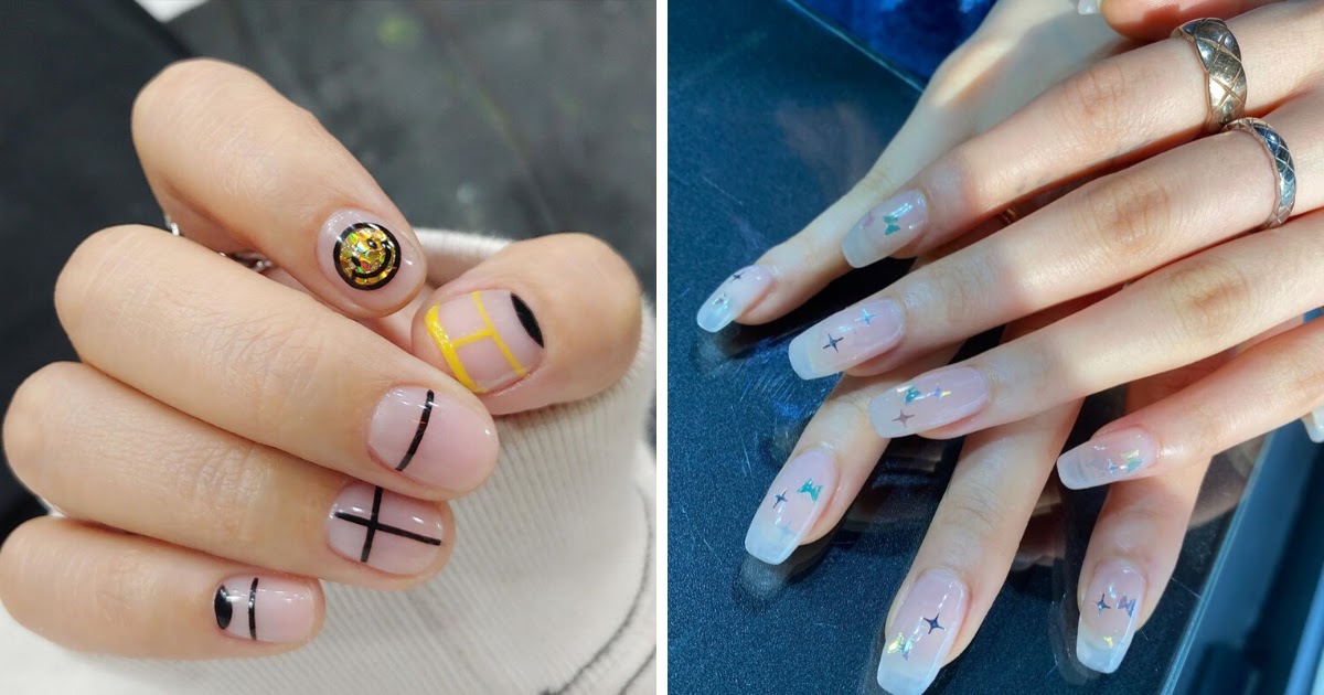 simple korean gel nail design