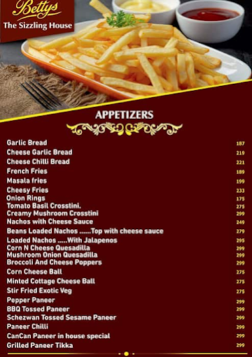 Betty-The sizzling house menu 