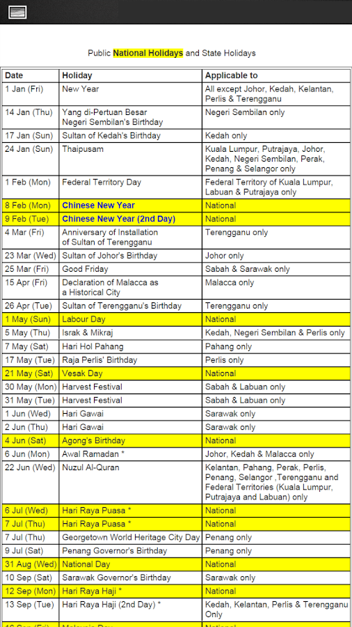 Calendar Malaysia Lite - Android Apps on Google Play