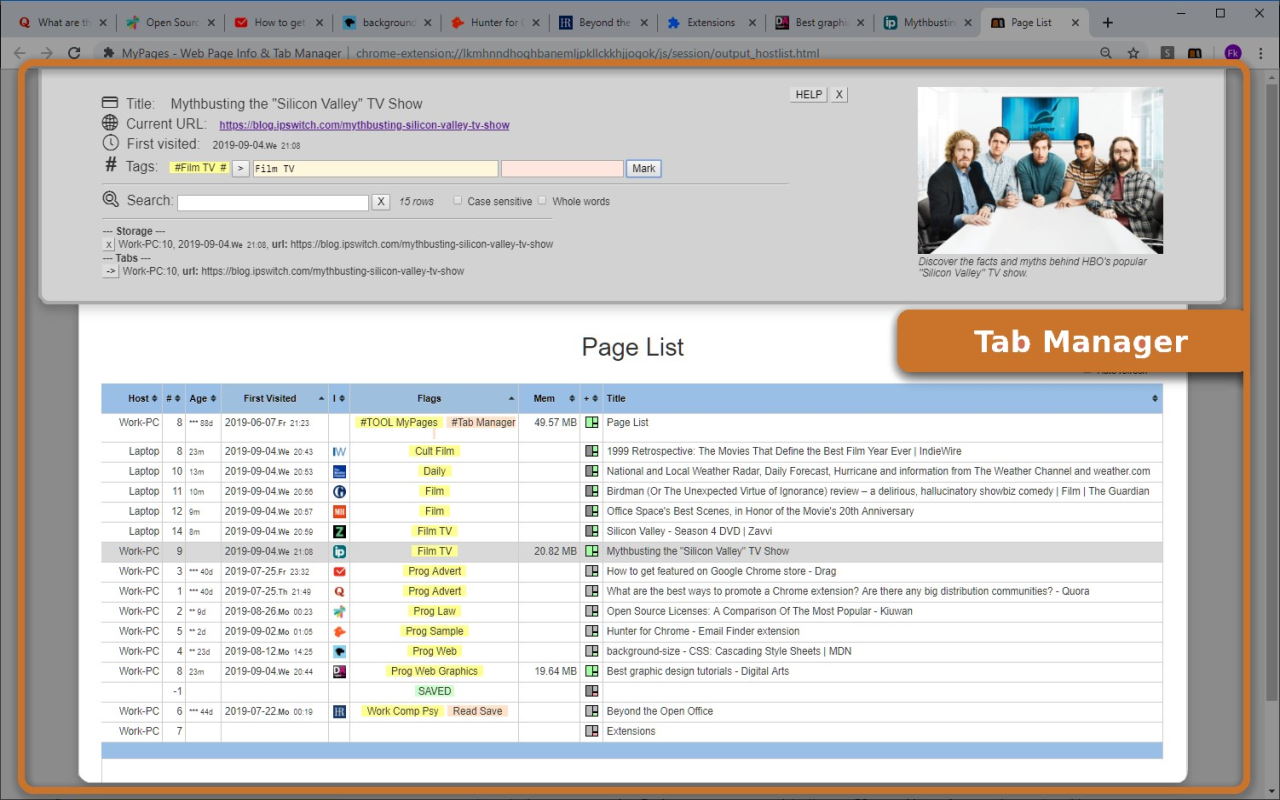 MyPages - Web Page Info & Tab Manager Preview image 3