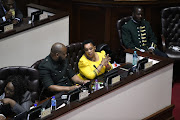 Siboniso Duma and premier Nomusa Dube-Ncube at the Sopa debate on Thursday.