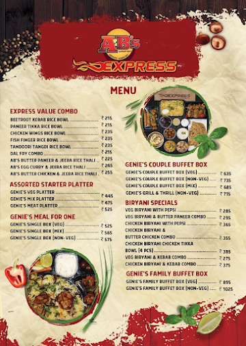 Express By AB's menu 