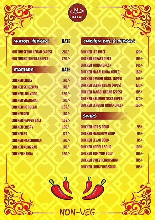 King Chillies menu 