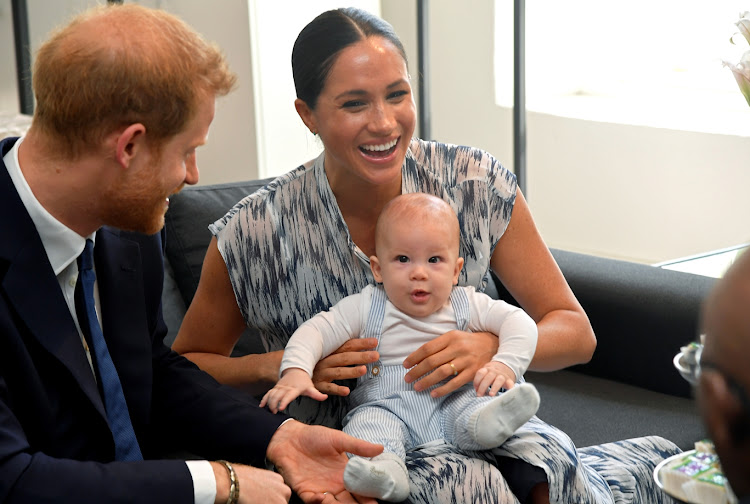 Five-month-old Archie Harrison with his parents, the Duke and Duchess of Sussex, at their meeting with Archbishop Emeritus Desmond Tutu in Cape Town on September 25 2019.