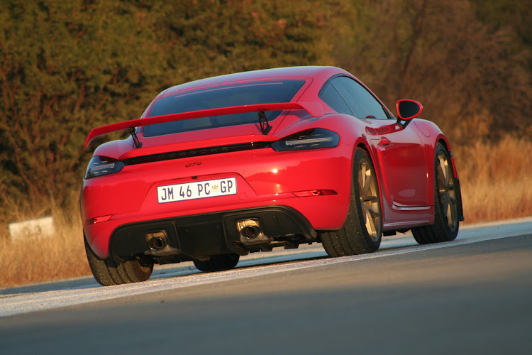 There’s nothing quite like hearing a flat-six revving at 8,000rpm, which is where the GT4 hits its redline. Picture: DENIS DROPPA