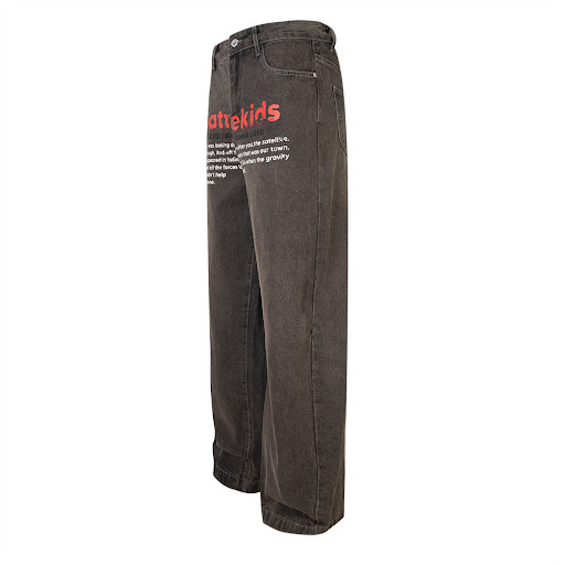 Title 7, European and American Letter Print Loose Denim ...
