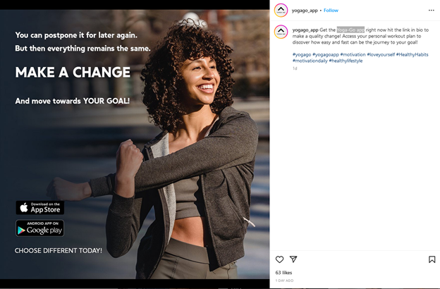 Yoga-go app instagram post