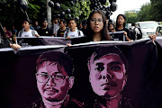 People march to show solidarity for jailed Reuters journalists Wa Lone and Kyaw Soe Oo two days before a local court is due to deliver verdict against them on charges of breaching the country's Official Secrets Act in Yangon, Myanmar, September 1, 2018. File photo.