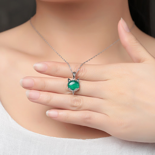 Title 7, Natural Chalcedony Fox Pendant
