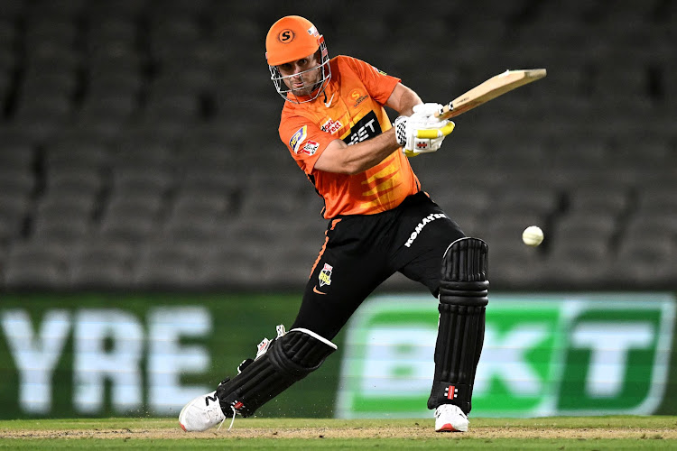 Mitchell Marsh of the Perth Scorchers bats during the Big Bash League match against the Melbourne Renegades at Marvel Stadium, on December 26, 2021, in Melbourne