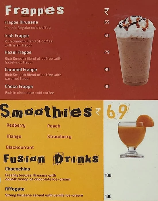 Cafe Nirvaana menu 