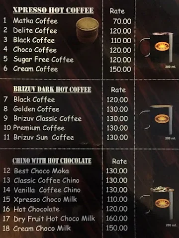 Coffee King menu 