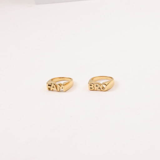 Title 7, Letter Seal Titanium Steel Plating 18K Gold Rin...
