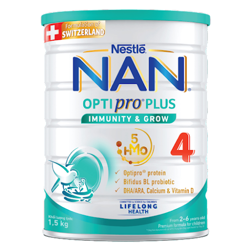 Sản Phẩm Dinh Dưỡng Nestlé NAN OPTIPRO PLUS 4 1500g/lon với 5HMO Hỗ trợ Đề Kháng - Tiêu Hóa - Trí Não & Chiều Cao