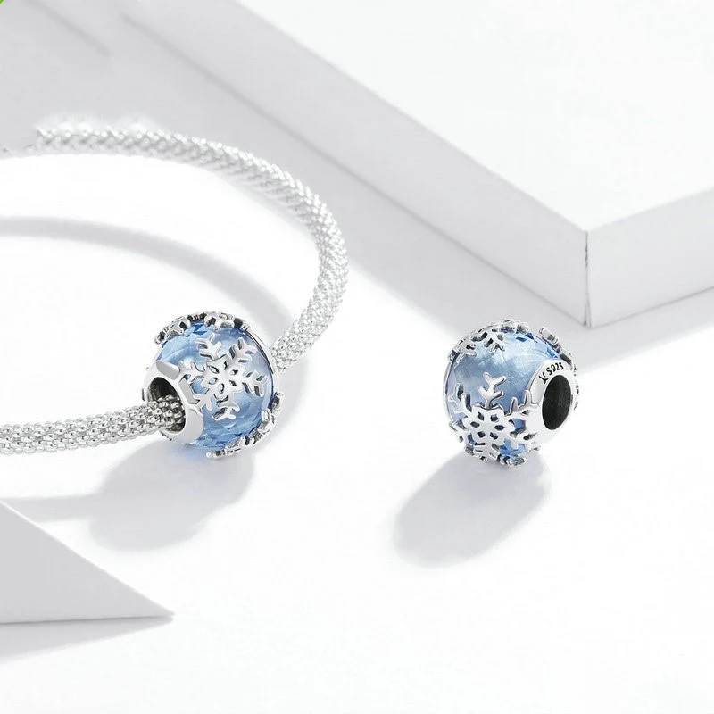 Title 5, Contas de Vidro e Prata 925 Crystal Snow Crie j...