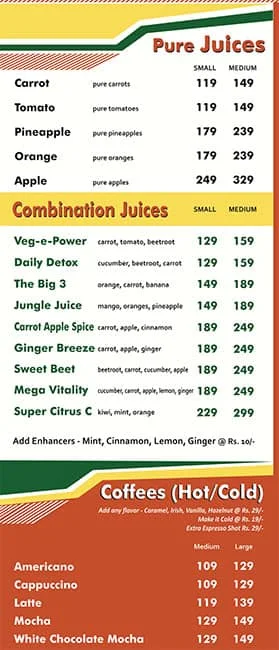 Smoothie Valley menu 