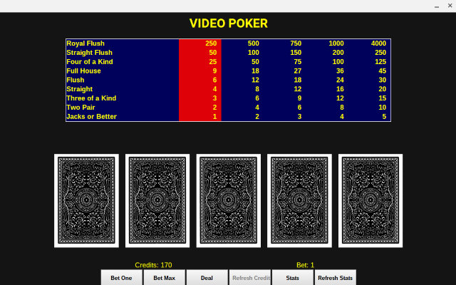 Casino Video Poker chrome extension