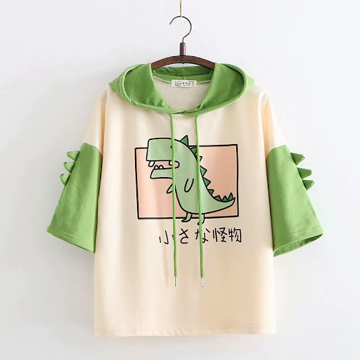Title 4, Dinosaur Print Color-Block Five-Point Sleeves S...
